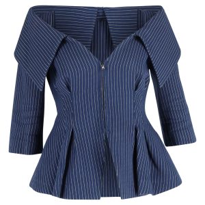 Fendi Off-The-Shoulder Jacke aus blauer Baumwolle 7833189351484