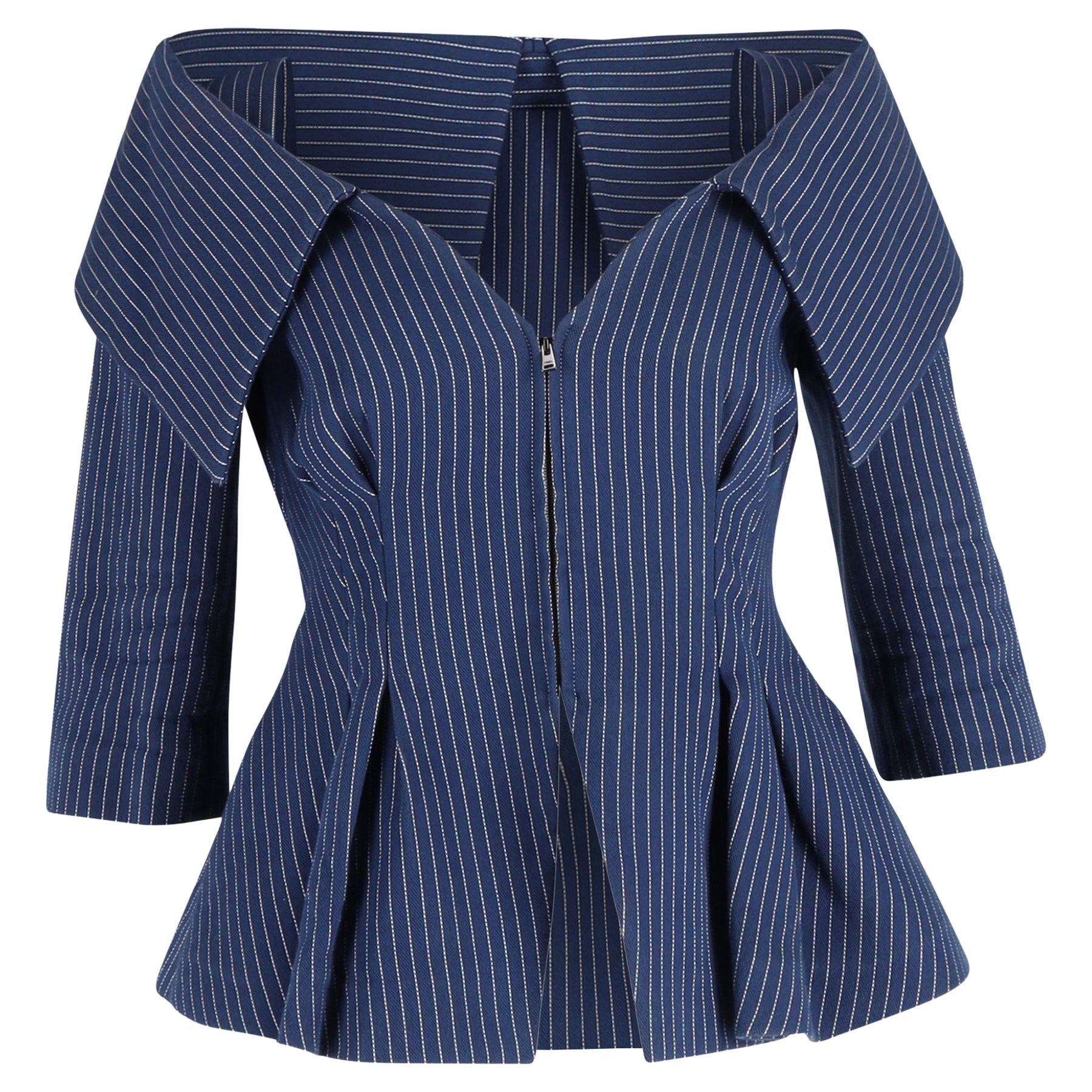 Fendi Schulterfreie Jacke aus blauer Baumwolle