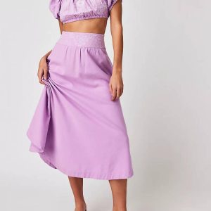 Lotus Crop Top And Rock in Orchidee gesetzt