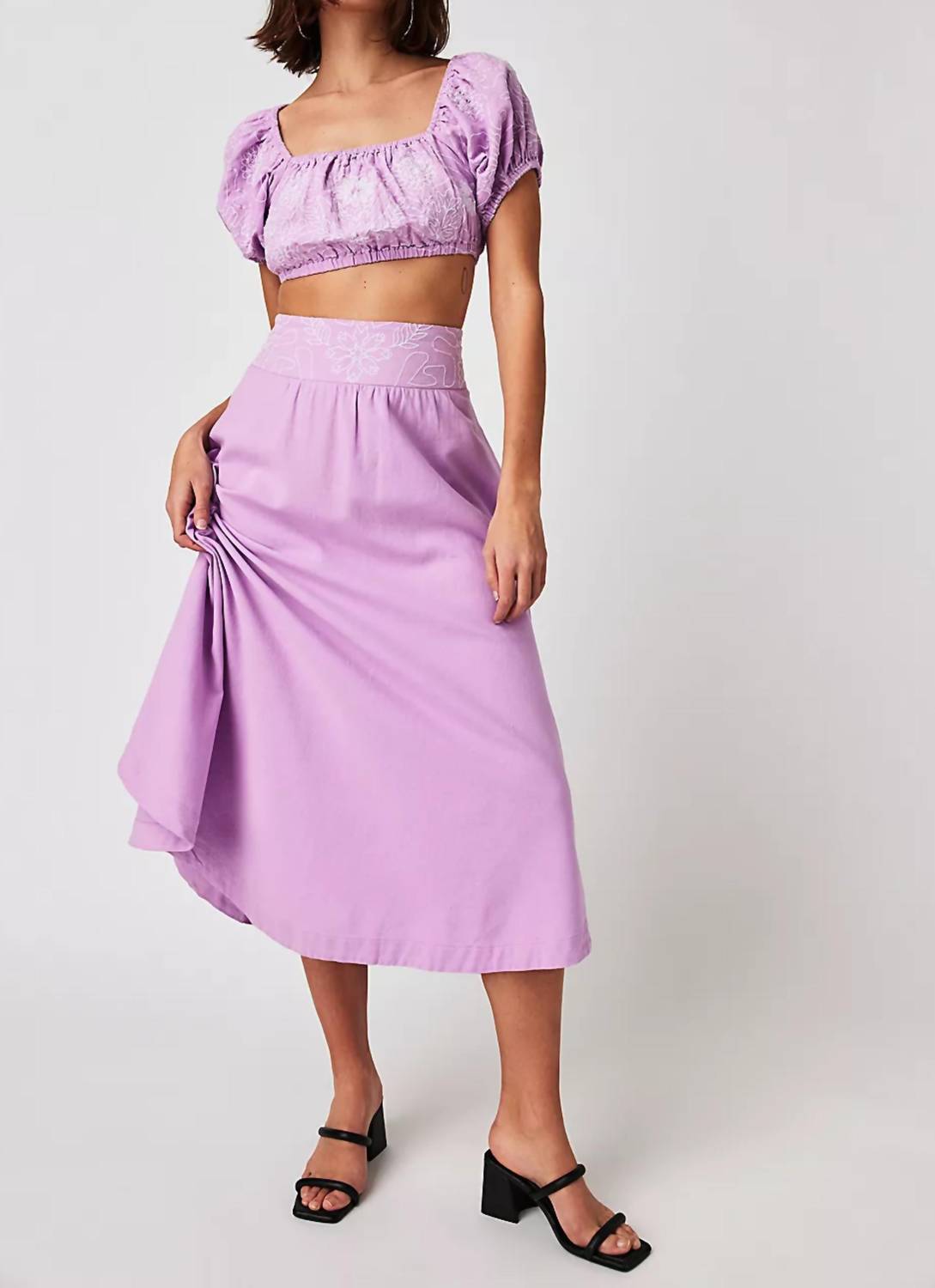 Lotus Crop Top und Rock Set in Orchidee