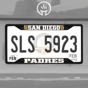 Fanmats San Diego Padres Metal License Plate Frame Schwarzer Abgang