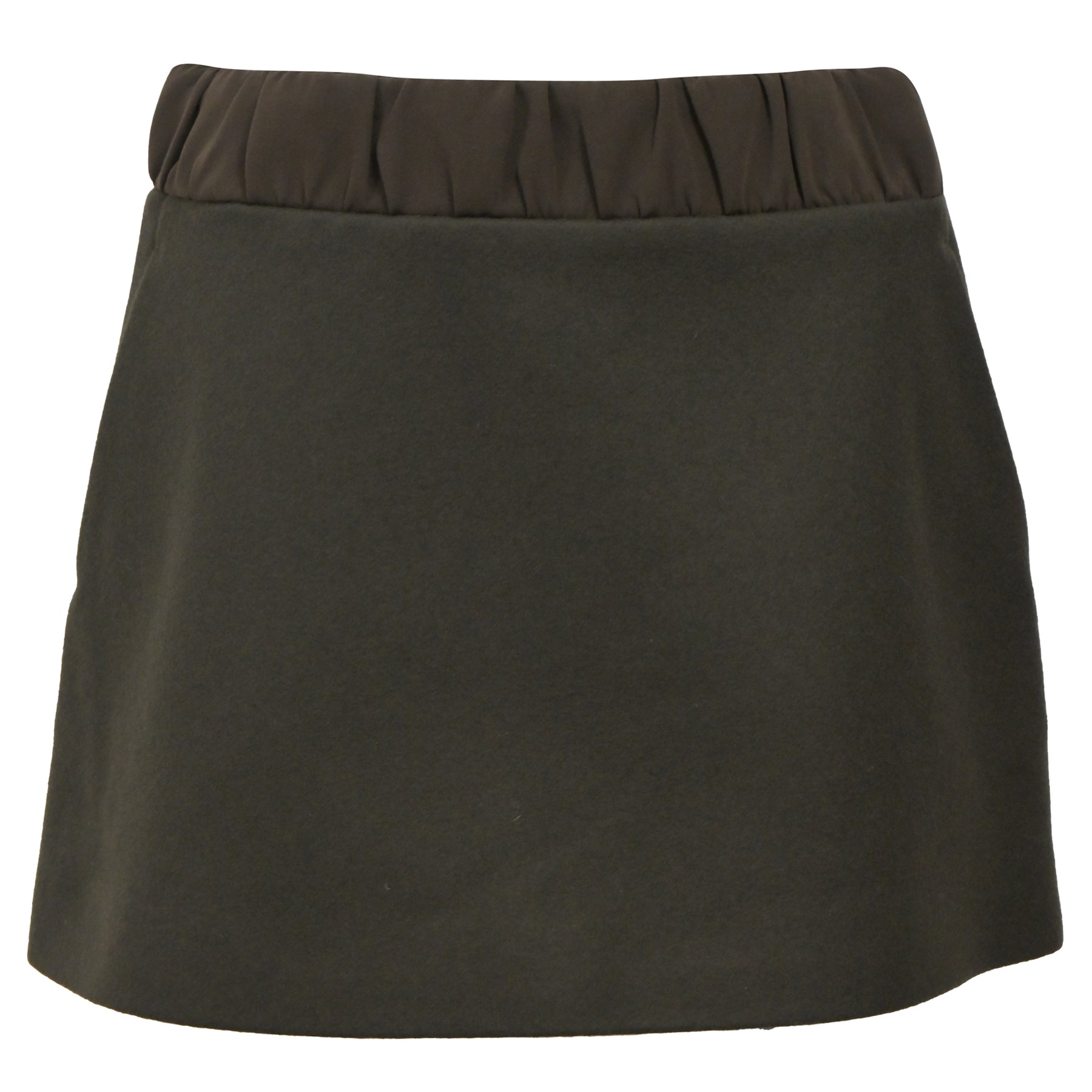 Neil Barrett Minirock mit gestreifter Taille A-Linie aus olivfarbener Wolle