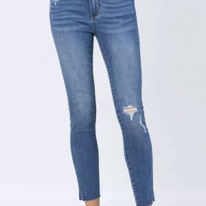 Hi-Waisted Dandelion Embroidery Skinny Jeans in dunkel waschen 7704747376700