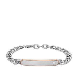 Fossil Herren klassische zweifarbige Edelstahl-Kettenarmband