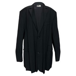 Balenciaga Einreihiger Blazer mit Taschen aus schwarzem Polyester 7833240928316