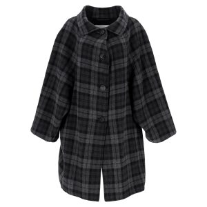 Balenciaga Karierter Flanellmantel aus grauer Wolle
