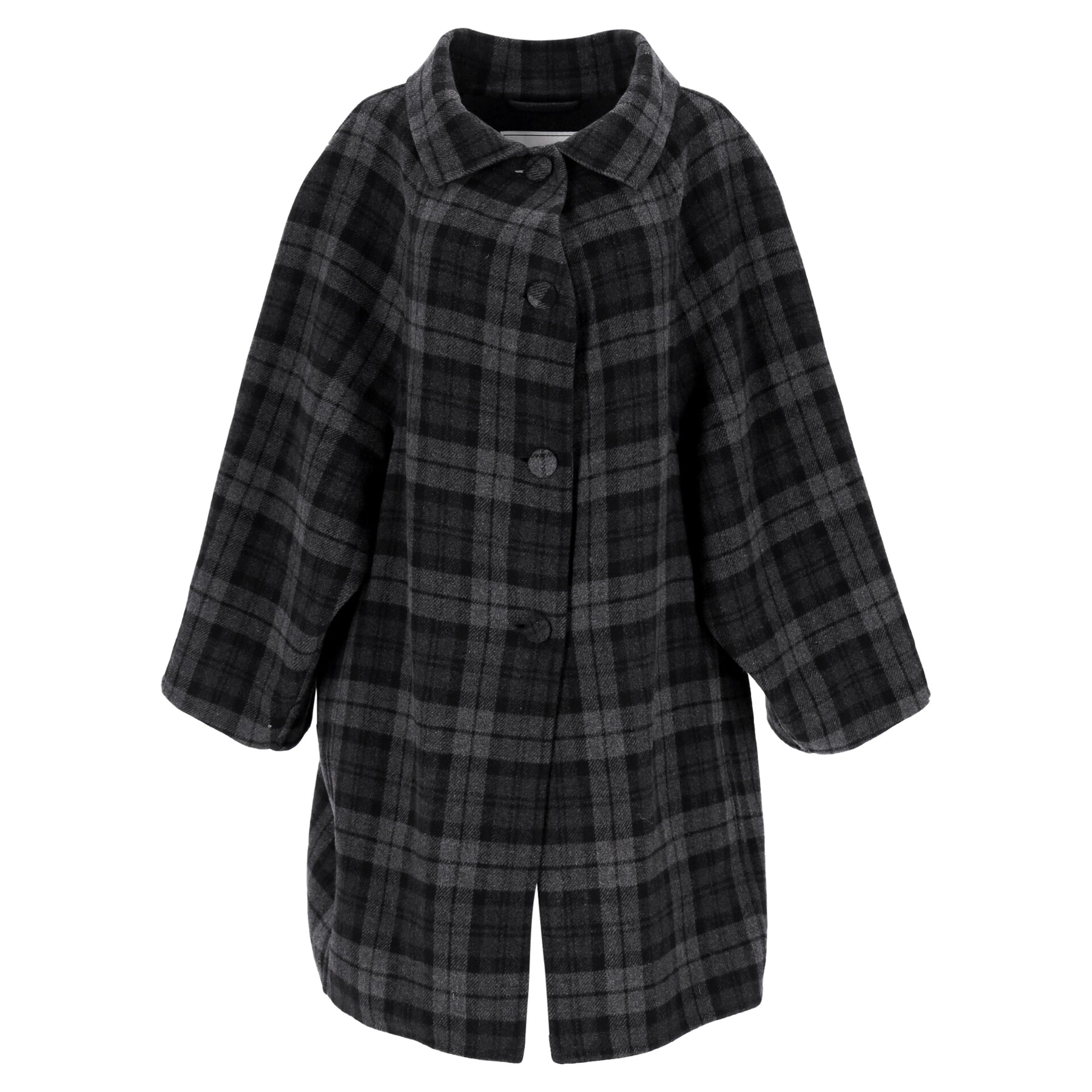 Balenciaga Karierter Flanellmantel aus grauer Wolle
