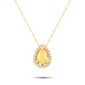 LB Exclusive 14K Gelbgold 0.07ct Diamant und Opal Birne Halskette - – PD4 / 15949YOP