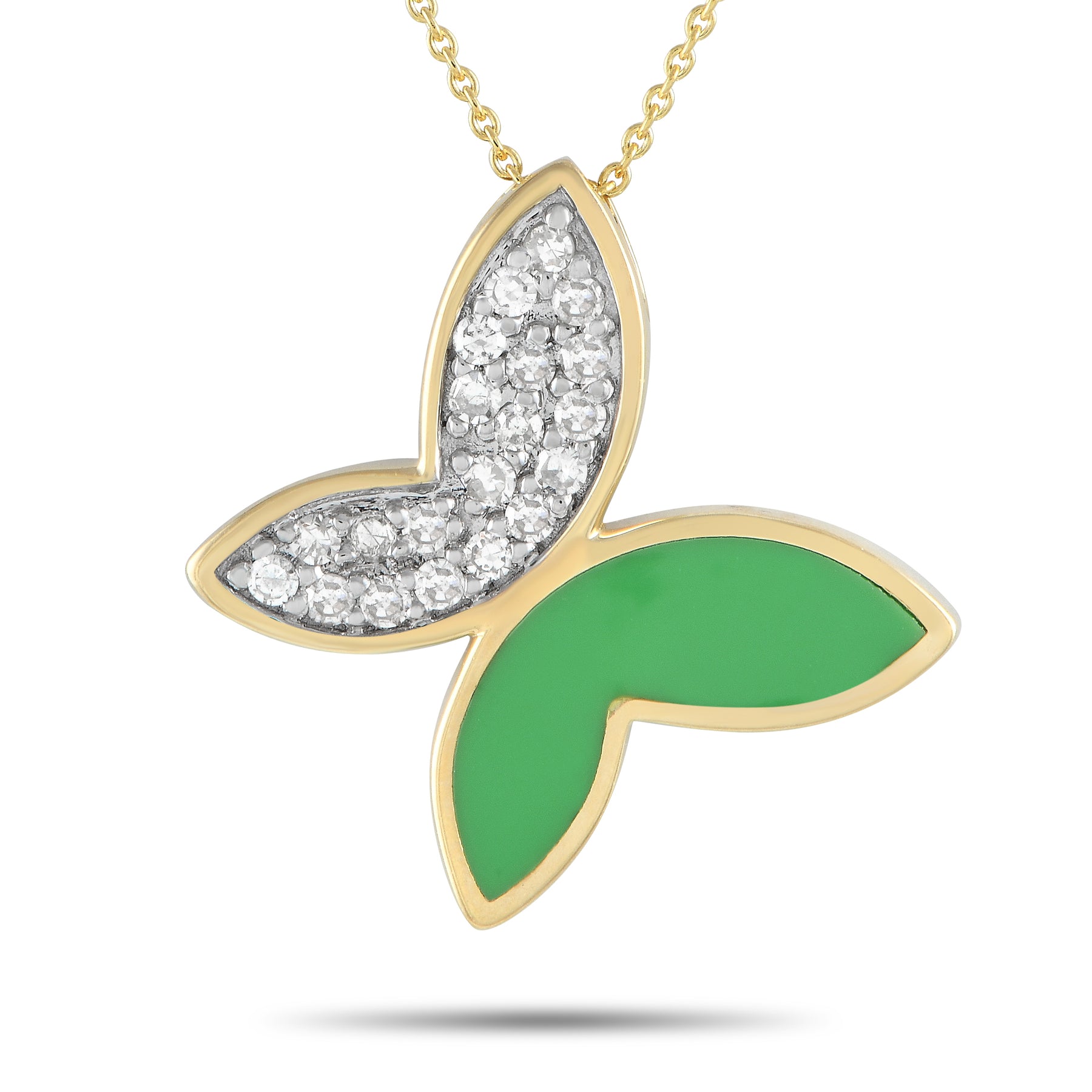 LB Exclusive 14K Gelbgold 0.15ct Diamant Schmetterling Anhänger Halskette PN15064G