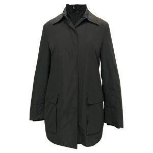 Jil Sander hohe Hals Jacke aus grauer Baumwolle 7833186631740