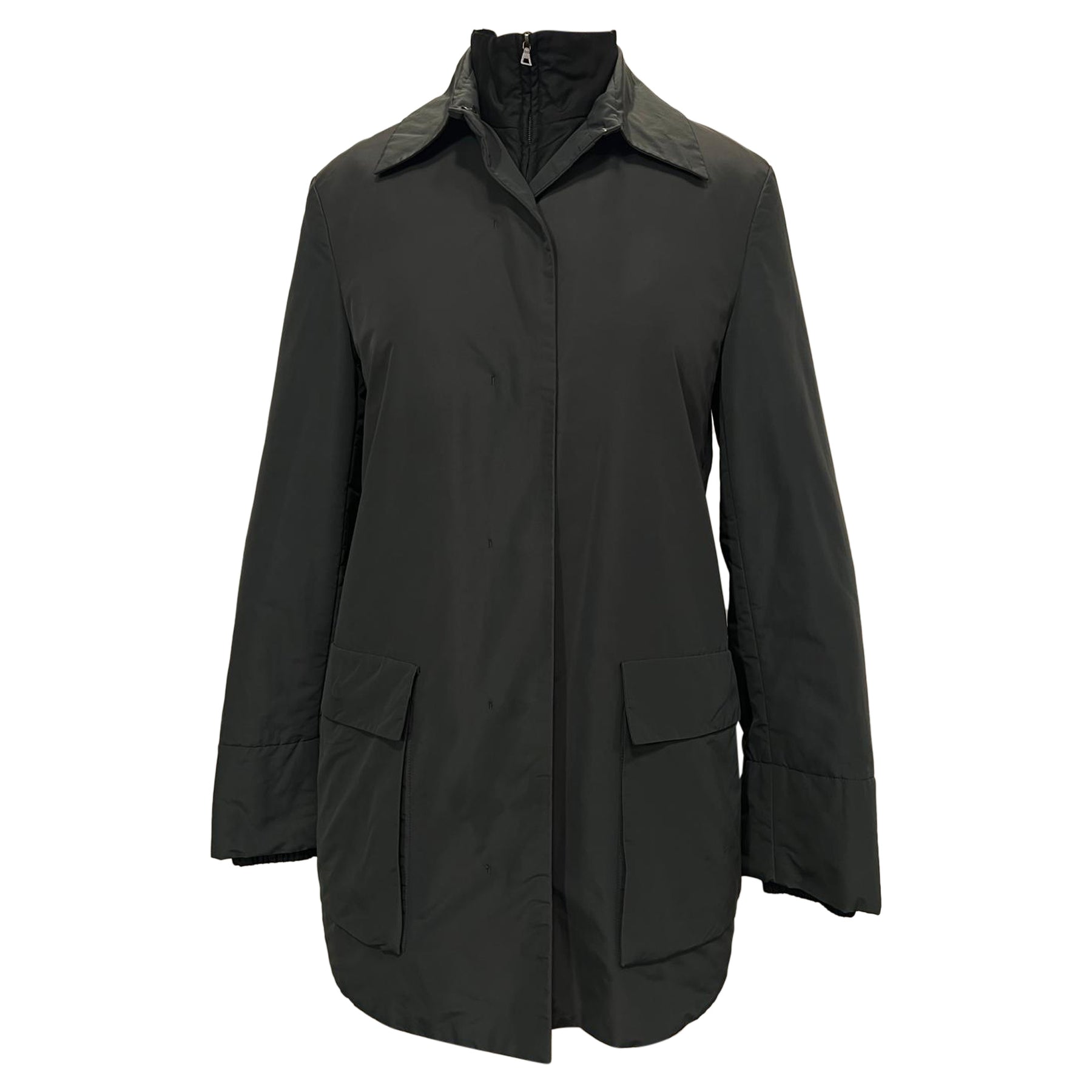 Jil Sander Jacke mit hohem Kragen aus grauer Baumwolle