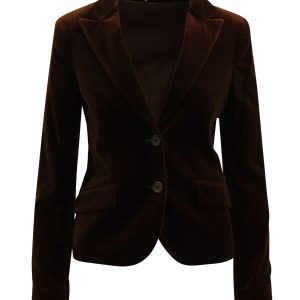 Theory Velour Blazer Jacke aus brauner Baumwolle