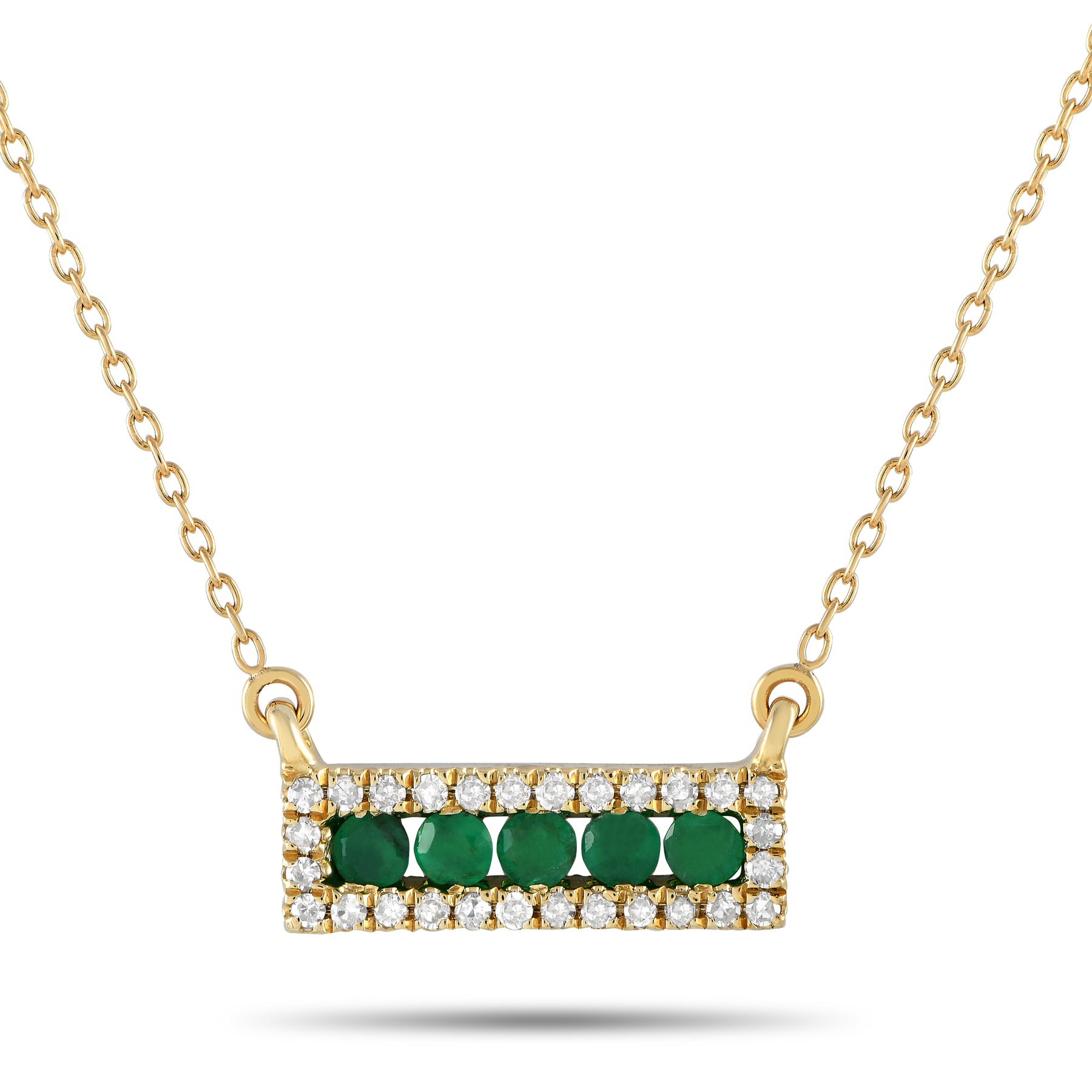 LB Exclusive 14K Gelbgold 0,15ct Diamant und Smaragd Anhänger Halskette - – NK4 / 14783YEM