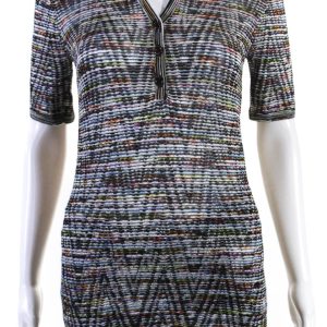 Missoni Damen Kragen v Hals Halbknopf gestreifte Bluse oben multi 7833280774204