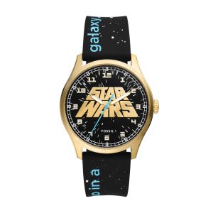 Fossil Unisex Sonderedition Sternkriege dreihändig, gold-farbig Edelstahlarmbanduhr