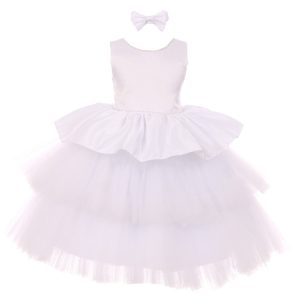 RainKids Party-Blumenmädchenkleid für kleine Mädchen, weiß, Strass, Satin, Tüll, 2–4 Jahre