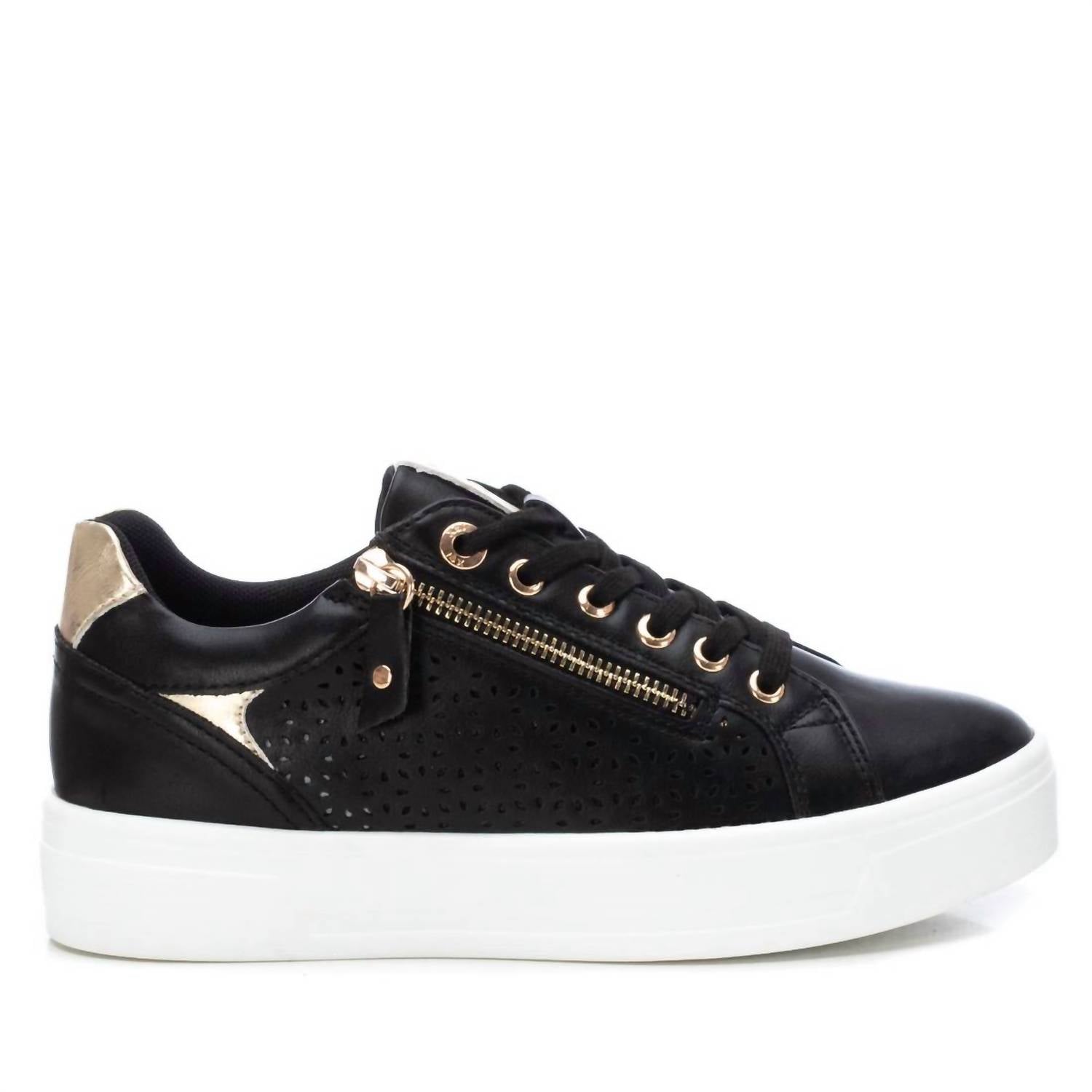Damen Leder Sneaker in Schwarz