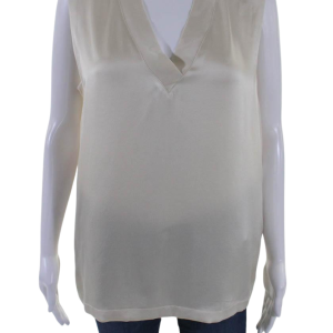Fabiana Filippi Damen v Hals Seide satin Shell Tank oben Bluse ecru 7833278316604