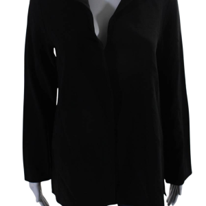Peter Cohen Damen langen Ärmel v Hals Kragen Bluse schwarz 7833278218300