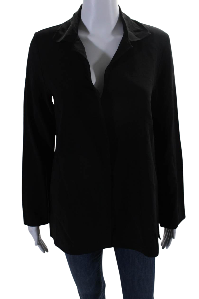Peter Cohen Damen Langarm V Halsausschnitt Bluse Schwarz