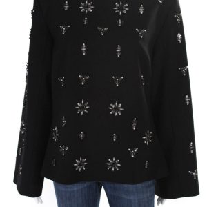 Rohit Gandhi + Rahul Khanna Damen bestickt Perlen Reißverschluss Bluse schwarz 7833282838588