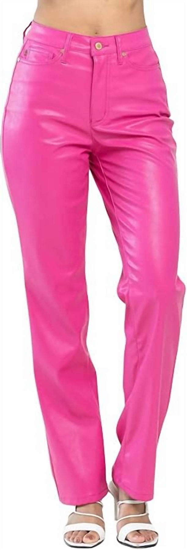 Control Top Kunstleder Hose in Hot Pink 7704747835452