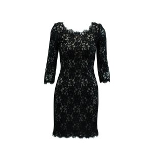 Diane Von Furstenberg Lace lange Ärmel Kleid in schwarz rayon 7833247809596