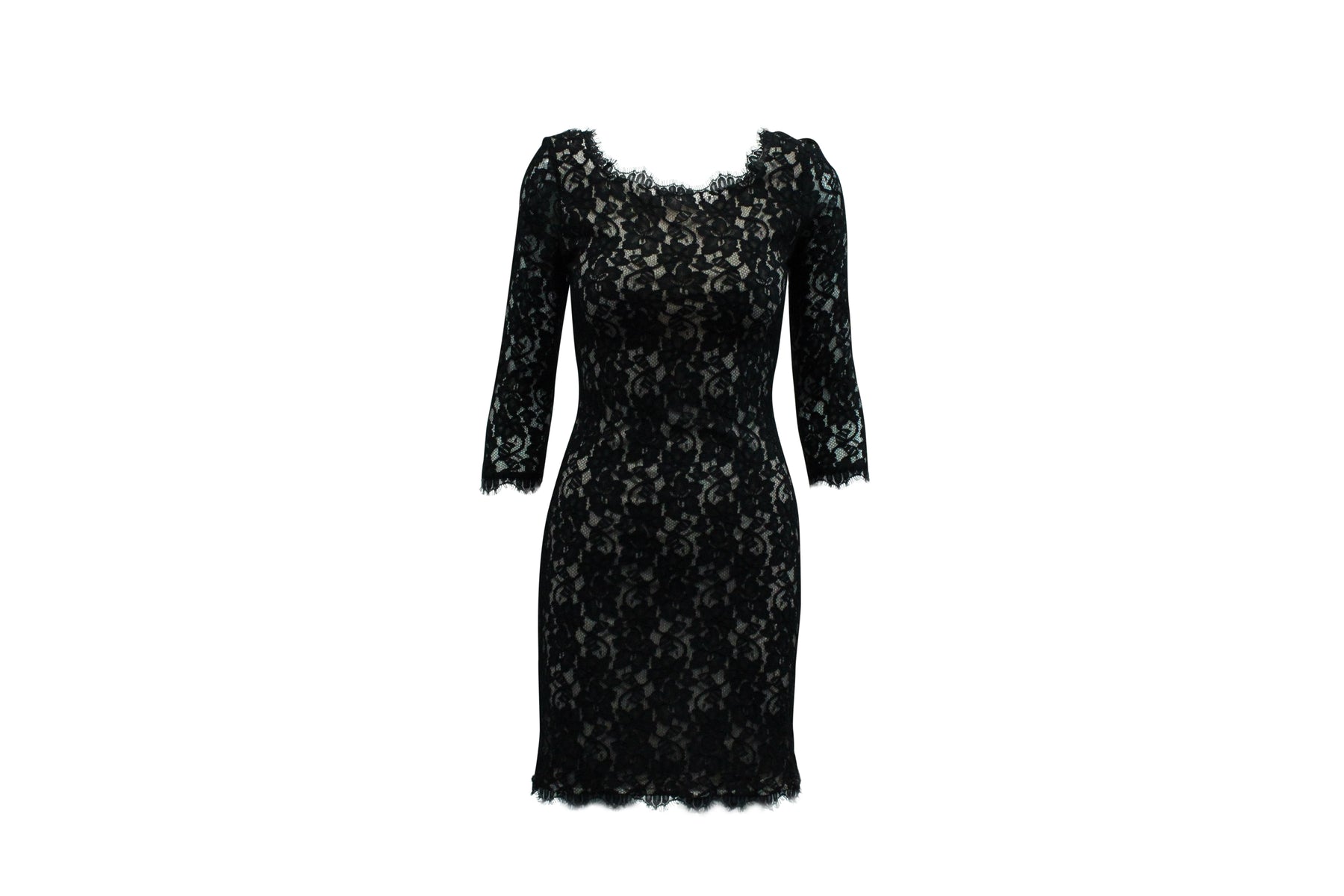 Diane Von Furstenberg Kleid mit langen Ärmeln in Schwarz Viskose