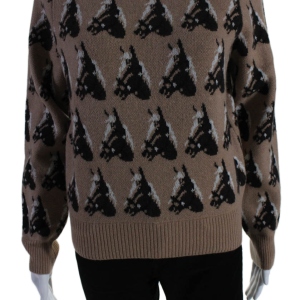 Libertine Damen abstrakt drucken runden Hals Pullover oben braun 7833278971964
