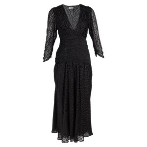 Rixo Raquel Dot Maxikleid aus schwarzer Viskose