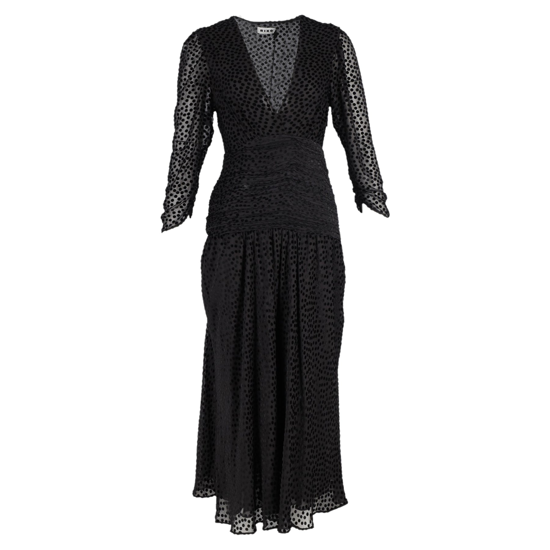 Rixo Raquel Dot Maxikleid aus schwarzer Viskose