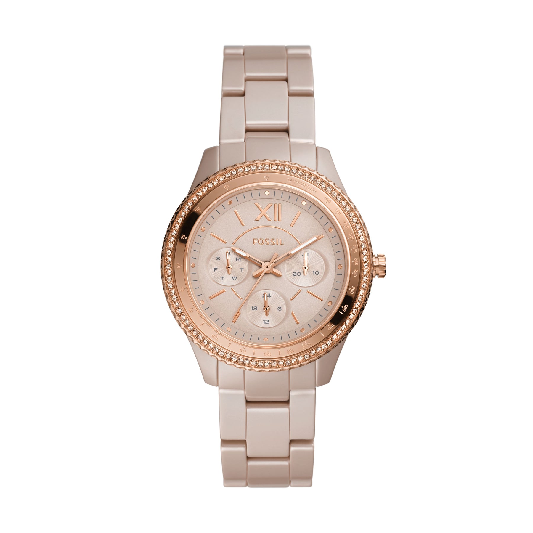 Fossil Damen Stella Multifunktionsuhr aus Keramik in Braun-Tone