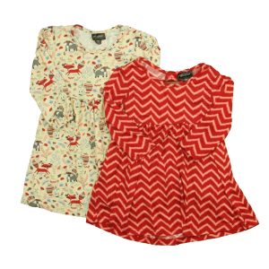 Picapino Mädchen red- elfenbein racoons Kleid 7805835313212