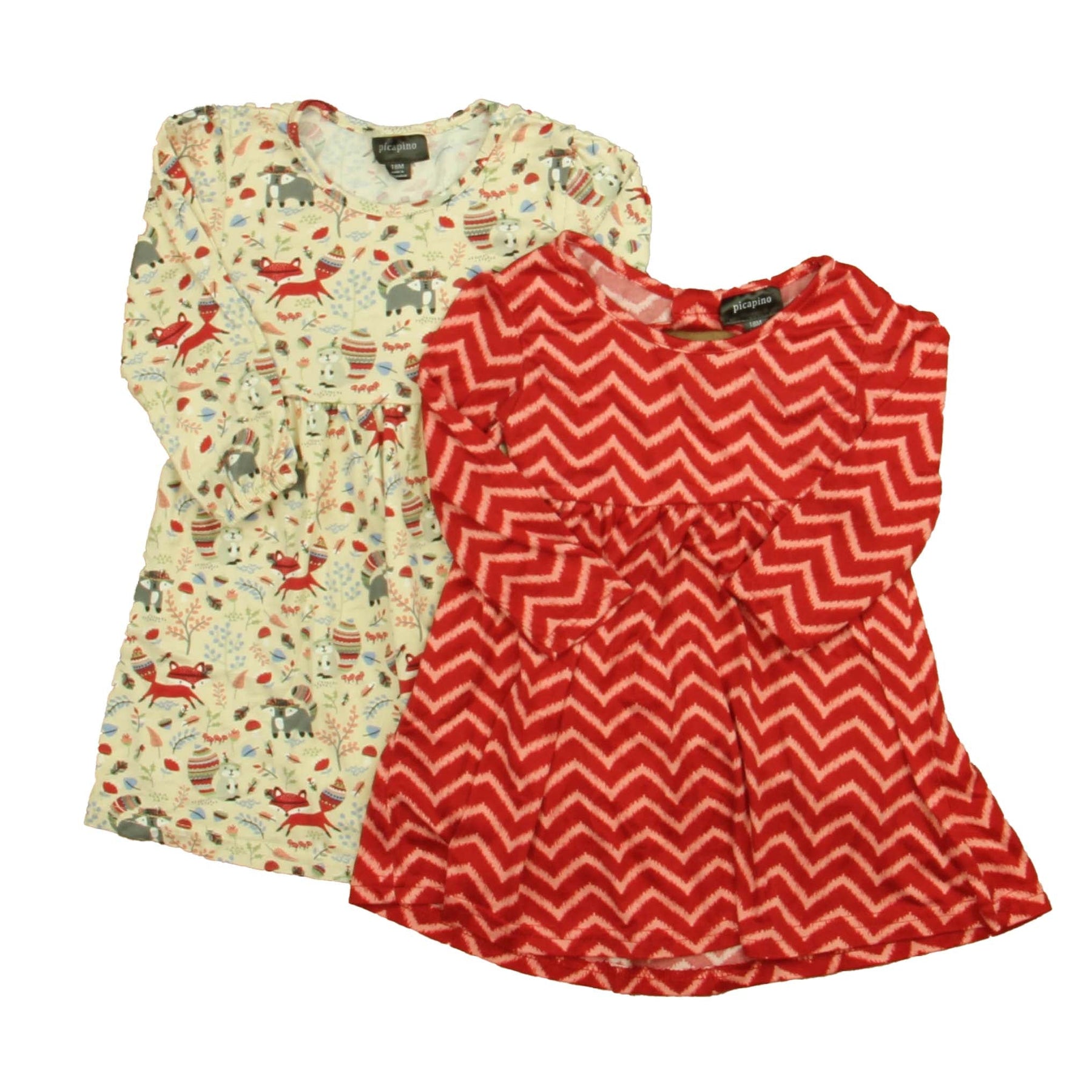 Picapino Mädchen Rot – Elfenbein Racoons Kleid