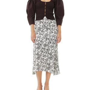 Viskose Twill langen Rock in Egret