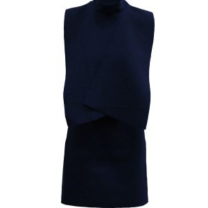 MSGM Turtleneck Mini-Kleid aus marineblauem Polyester 7833187876924