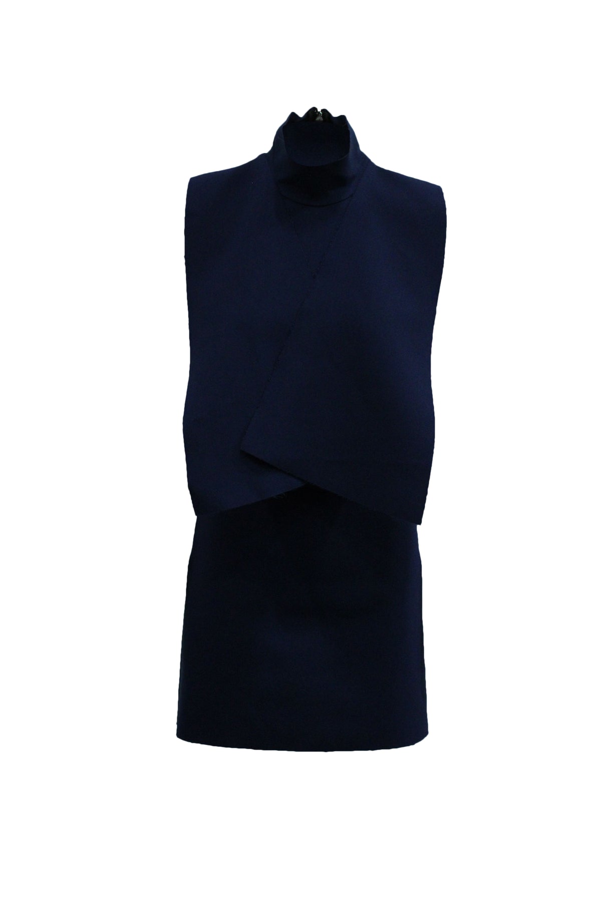 MSGM Rollkragenpullover Minikleid aus dunkelblauem Polyester