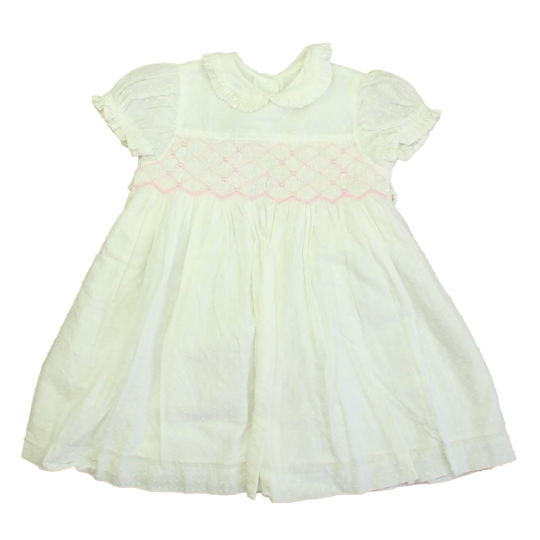 Mariella Ferrari Mädchen Weiß – Rosa Smocked Kleid