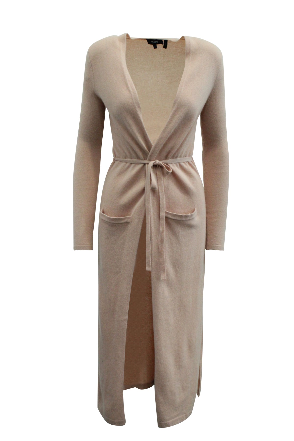 Theory Langer Strickjacke aus rosa Kaschmir