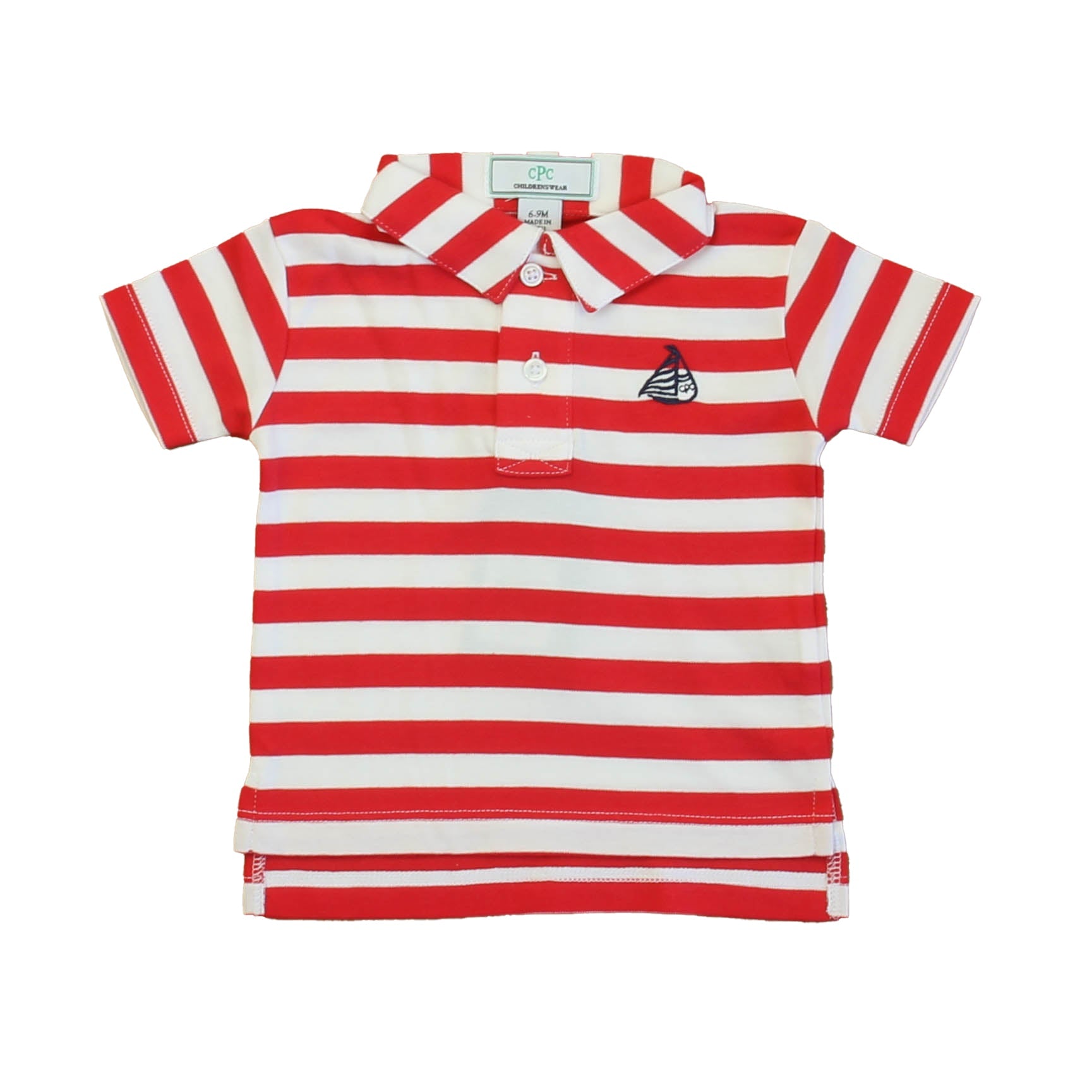 Classic Prep Jungen Lollipop Rot – Weißes Poloshirt Größe: 12-24 Monate