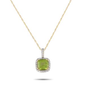 LB Exclusive 14K Gelbgold 0.09ct Diamant und Peridot Anhänger Halskette - – PD4 / 16269YPE