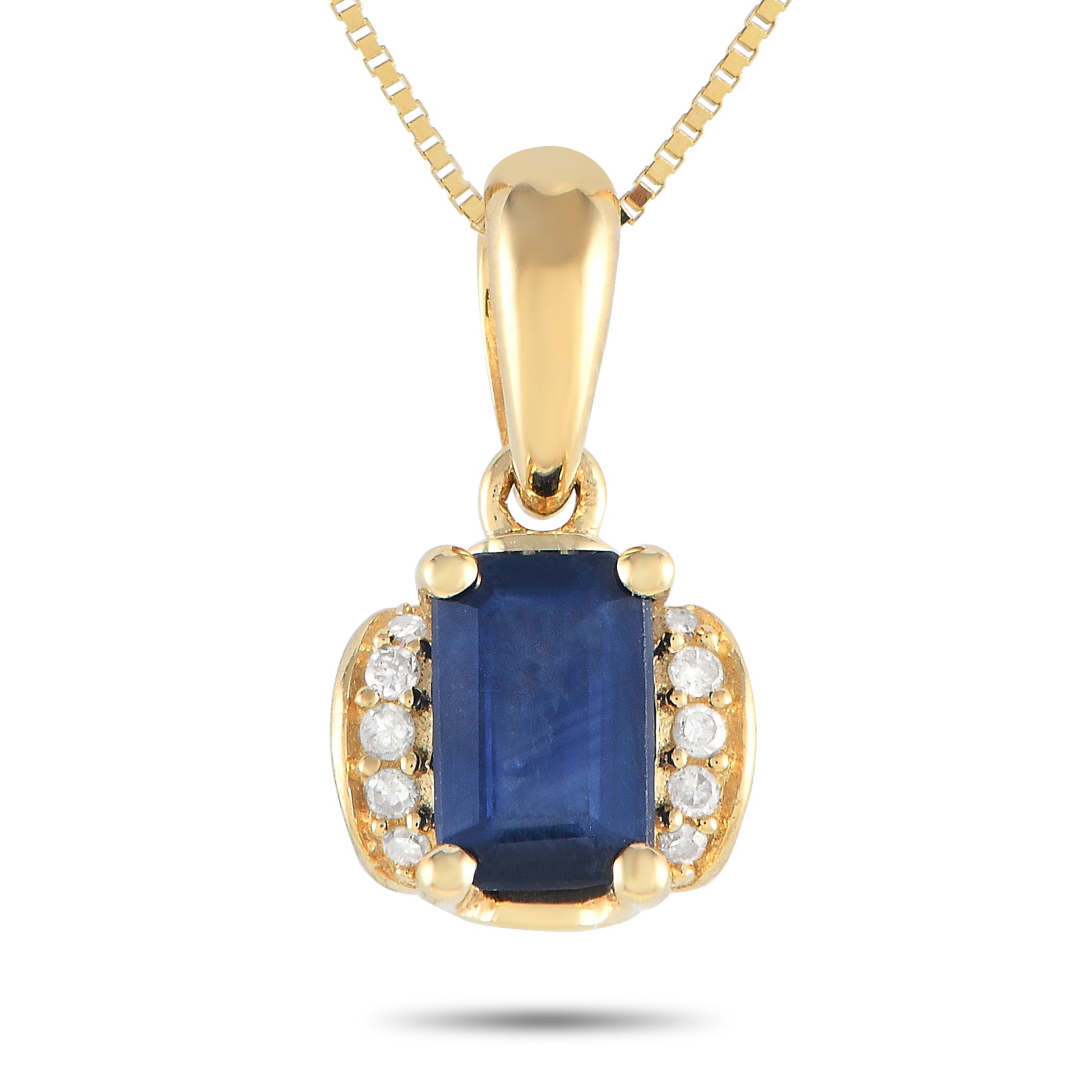 LB Exclusive 14K Gelbgold 0.03ct Diamant und Saphir Anhänger Halskette PD4 16049YSA