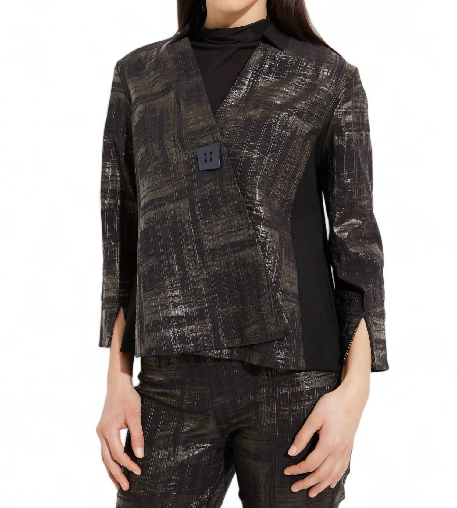 Einsteckkragen A-Line Jacke in Schwarz/Gold