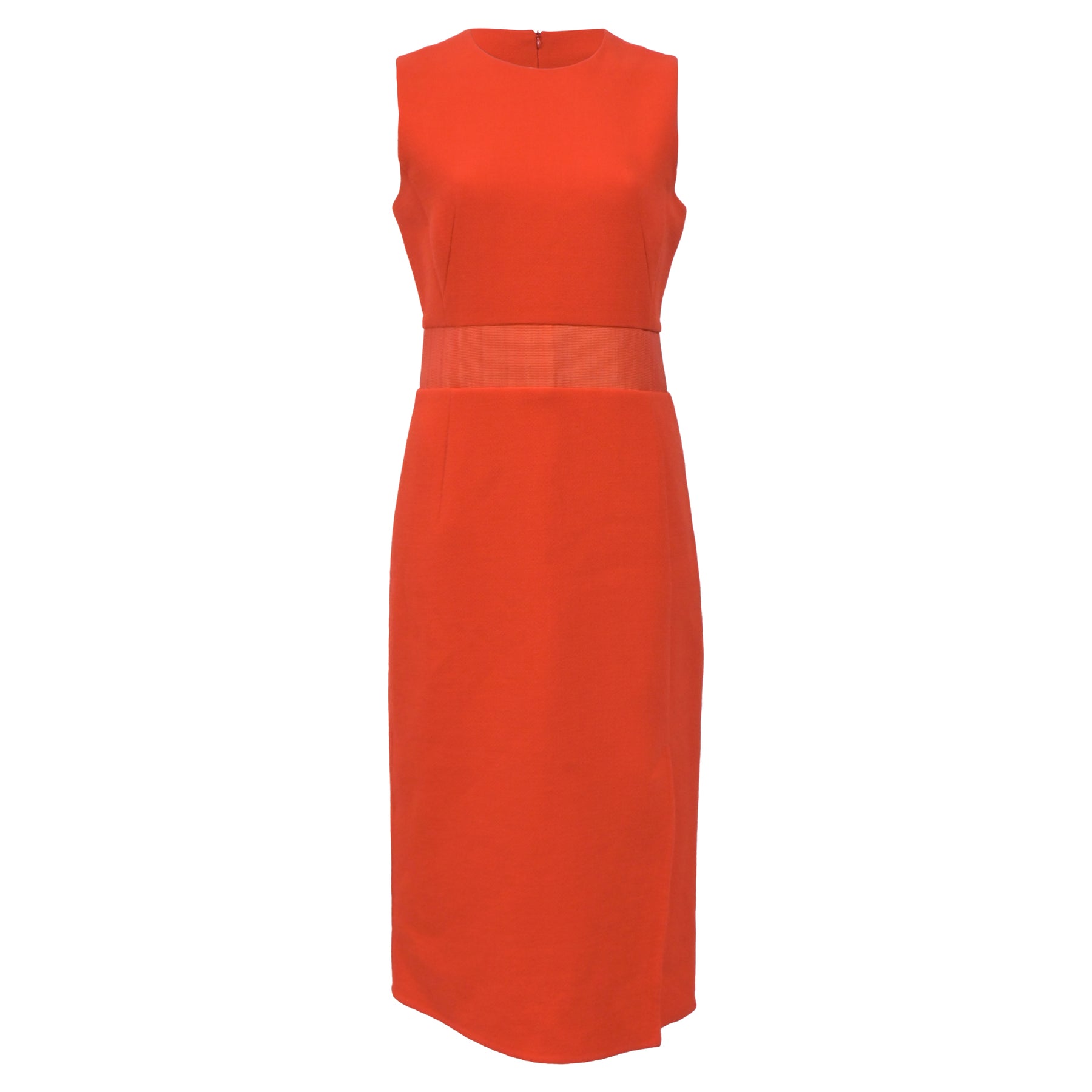 Akris Midi Schulterfrei mit Schlitz Kleid in Orange Wolle