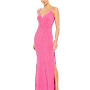 Rhinestone Embellished V-Ausschnitt Kleid