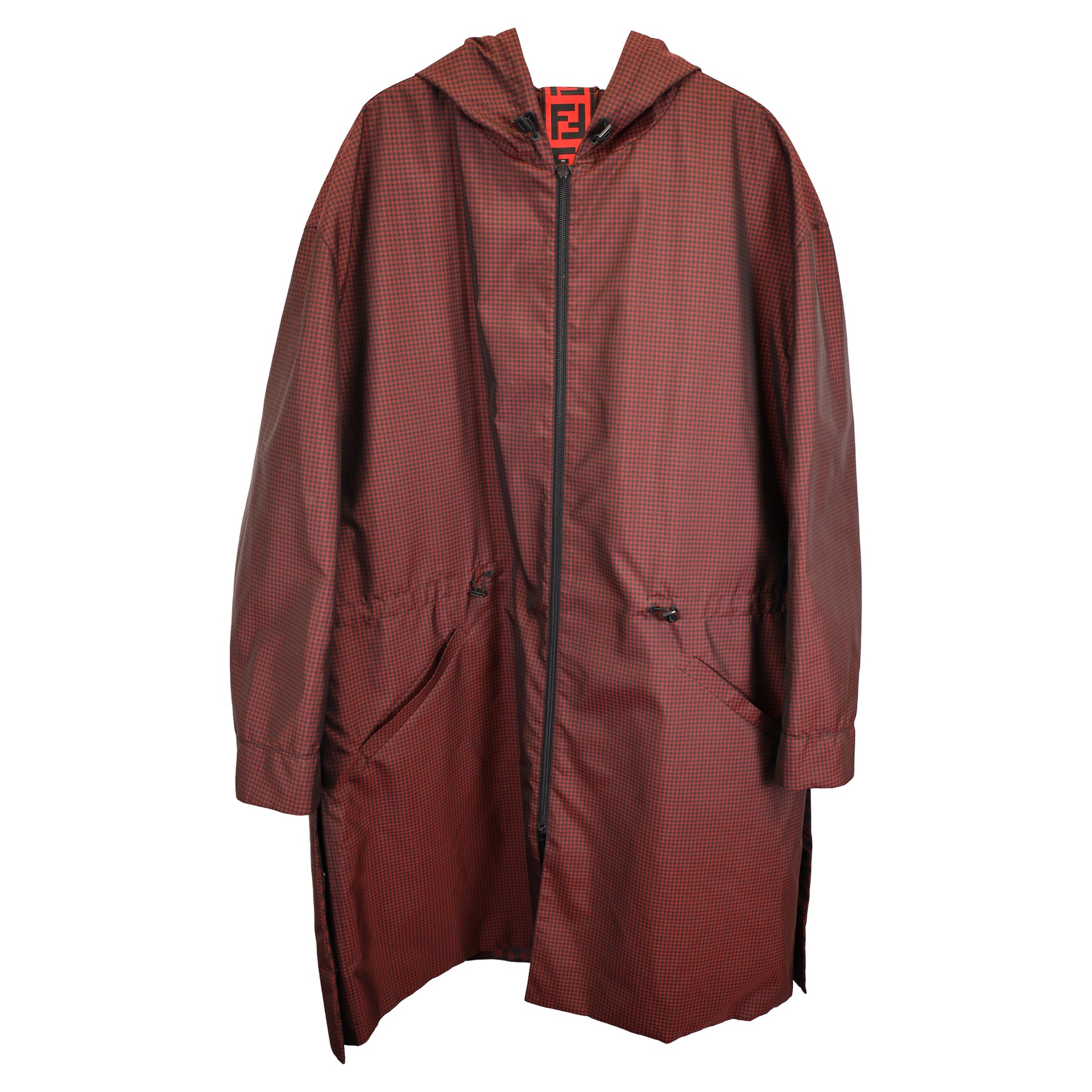 Fendi Wendejacke aus rotem Polyester mit Houndstooth-Muster