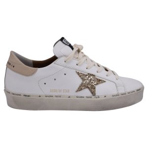 Golden Goose Hi Star with Glitter Star Low-Top Sneakers aus weißem Leder 7833195511868