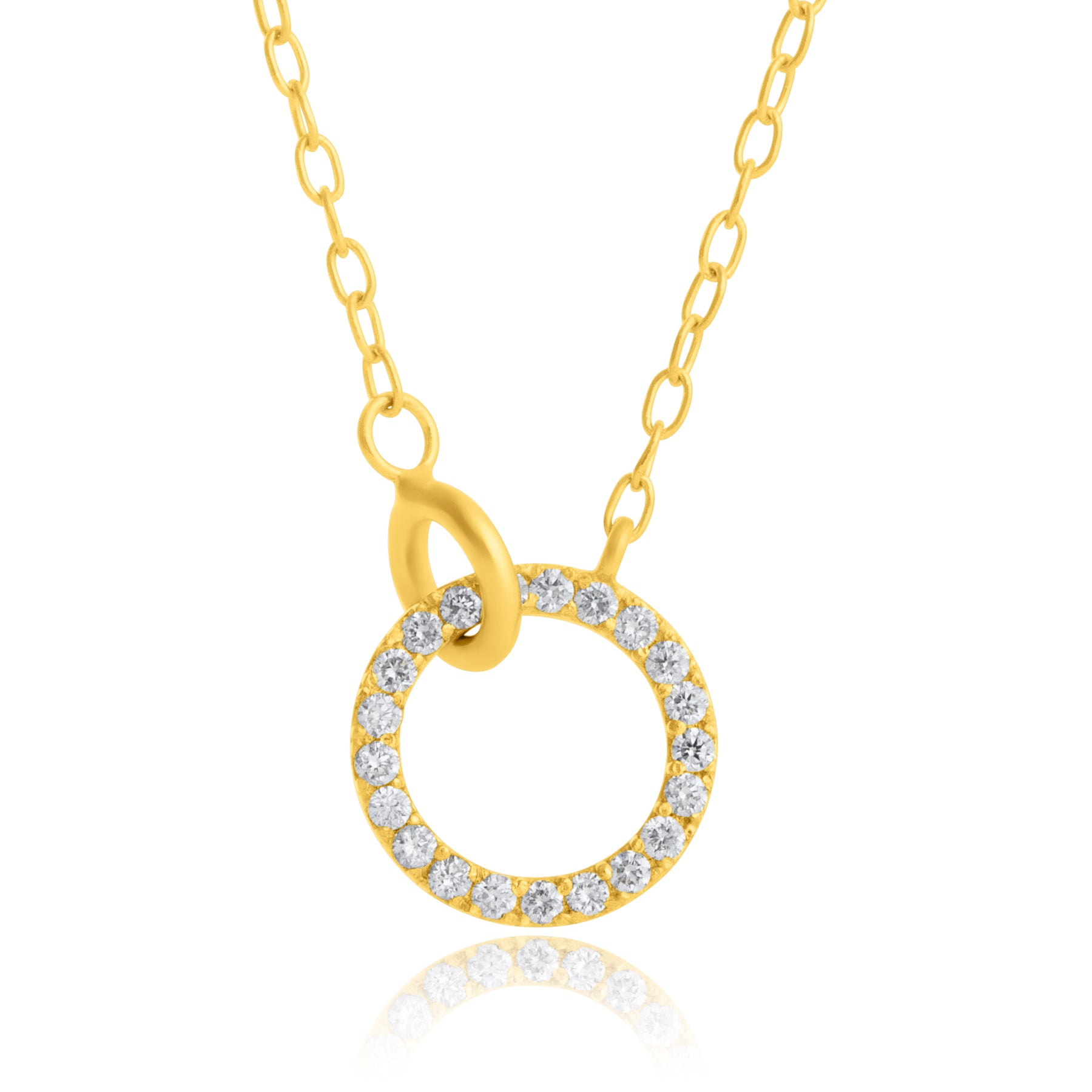 14k Gelbgold Schleife 1mm Runde Diamant Verriegelung Halskette