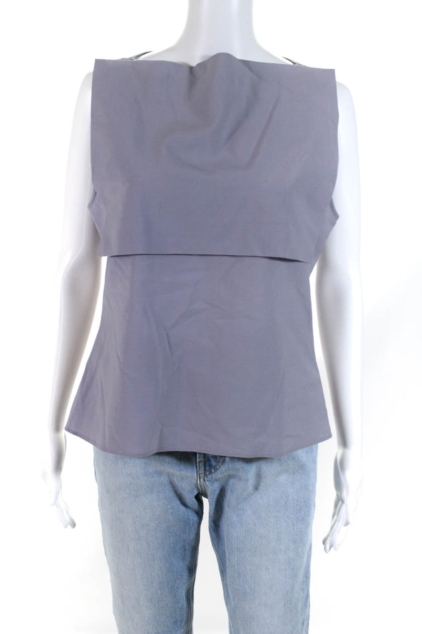 Givenchy Damen ärmellose Stiefel Neck Boxy Top lila Wolle
