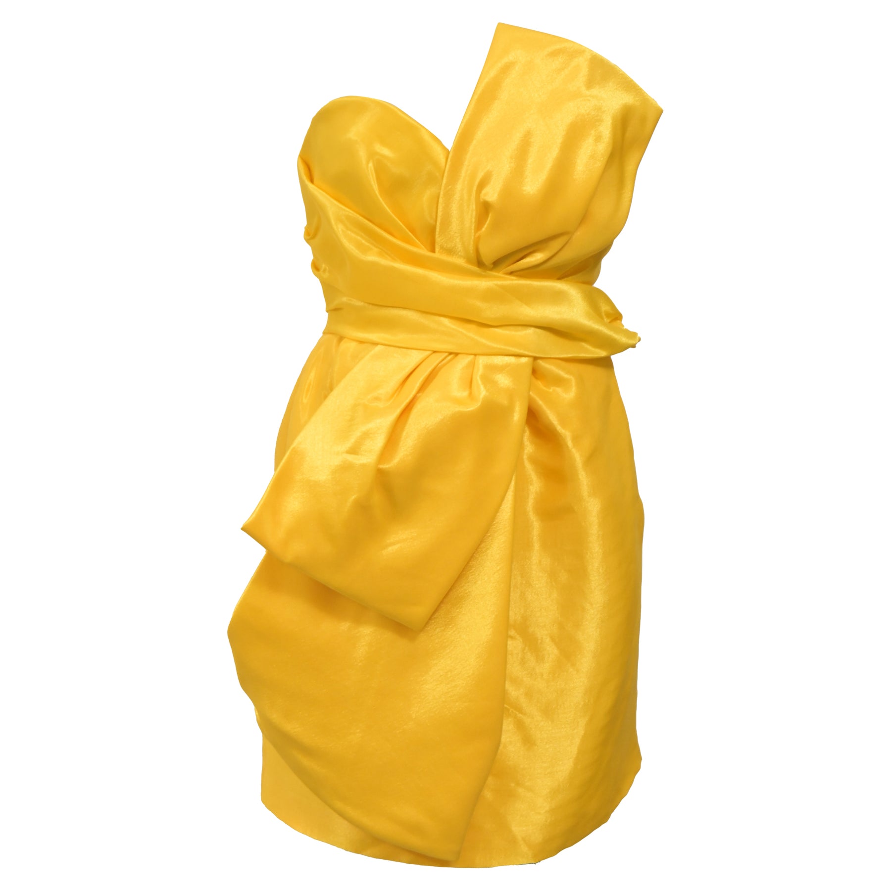 Moschino Couture Mini Bow Detail Kleid aus gelbem Satin